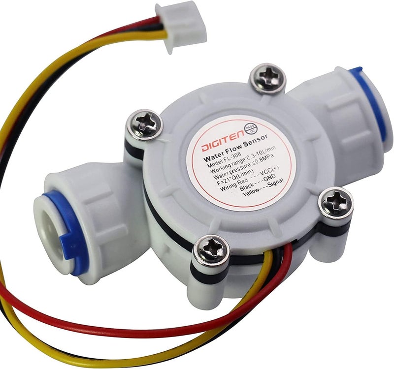 DIGITEN G3/8" Quick Connect Hall Effect Sensor Water Flow Sensor Food-Grade Flowmeter Water Flow Counter Meter 0.3-10L/min - Arduino, Raspberry Pi, and Reverse Osmosis Filter Compatible - Image 2